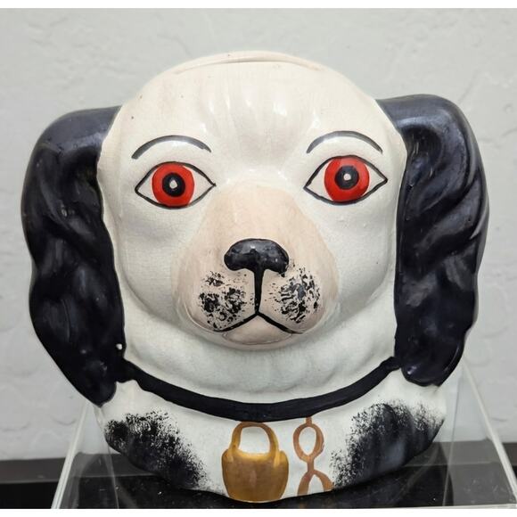 Staffordshire Spaniel Dog Head Coin Bank Figurine 4